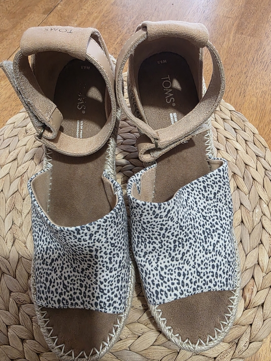 Toms Shoes - TOMS Leopard Print Ankle-Strap Espadrilles in Beige and Brown